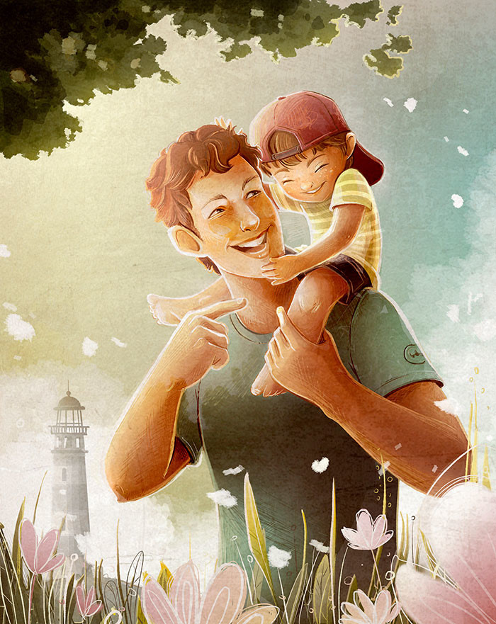 Sweet Illustrations of Fathers for Father's Day