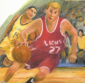 Interior illustration, "Hoops" published by Rigby
