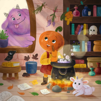 Pumpkin making a potion