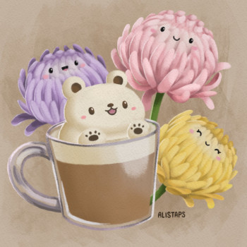 Coffee and Chrysanthemums