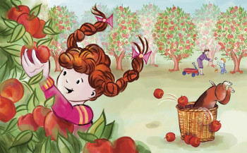 Kayla and Kugel picking apples