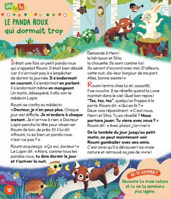 "Le panda roux qui dormait trop ", from the kid's magazine Mickey Journal n° 477