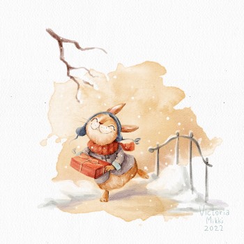 Winter illustration in vintage style