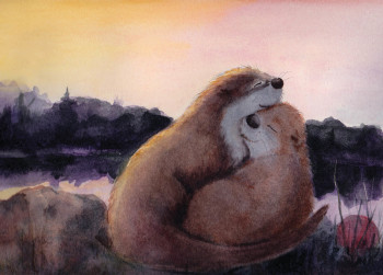 Together otter snuggle