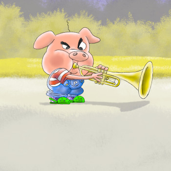 Percival Pig - trumpet practice