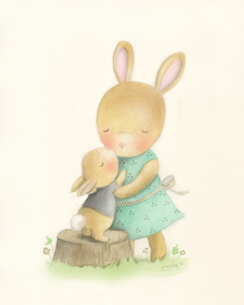 Mommy with baby bunny