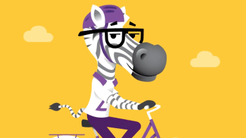Zilla the Zebra riding a bike